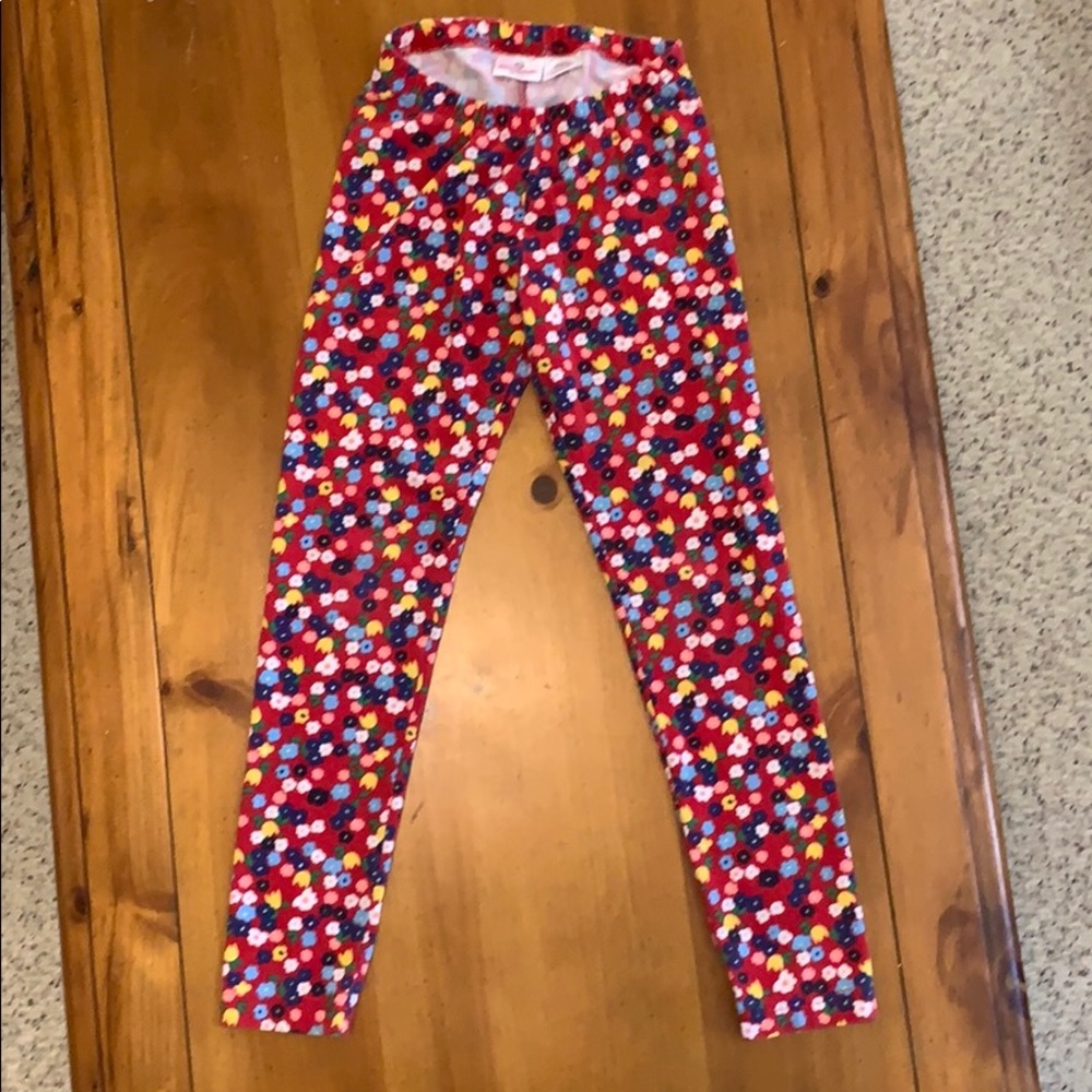 Hanna Anderson Red Floral Leggings SZ 140